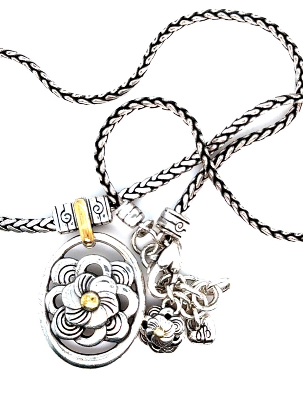 Brighton Two-Tone Floral Pendant Necklace - Silver and Gold - Picture 3 of 11